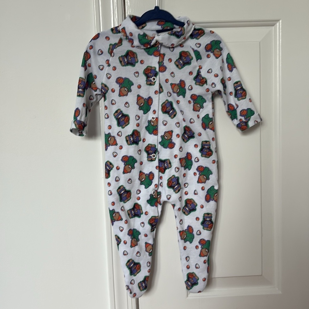 VTG 90s Honors Baby Halloween AOP Footie Pajamas Bear trick or treat 9M